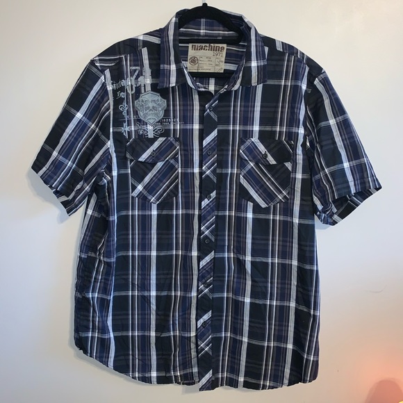 2 NWT XXL Machine short sleeve button up plaid shirts - Picture 2 of 16